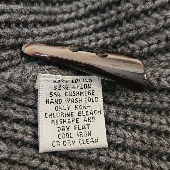 Vintage Talbots Wonens Gray Sweater Size Med Toggle Buttons Bell Sleeves Neutral - Picture 7 of 8